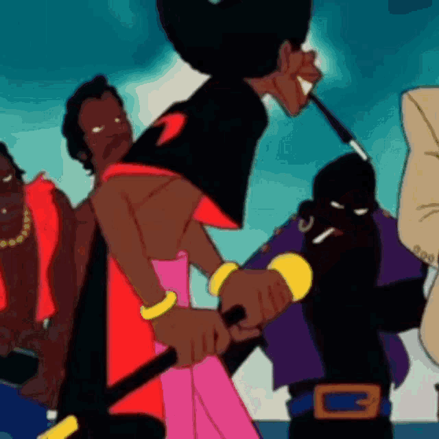 a cartoon of a man holding a sword with a g on his belt