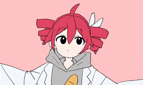 a drawing of a girl with red hair and the word science on her sleeve