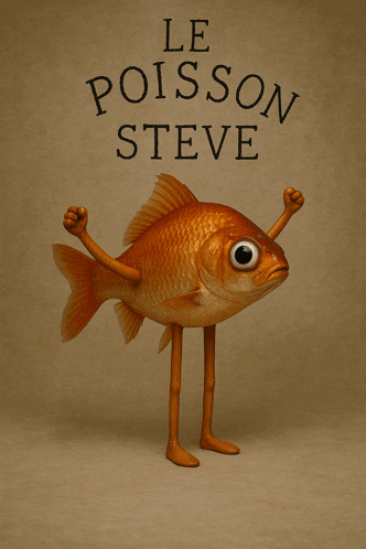 a picture of a fish with arms and legs and the words le poisson steve above it