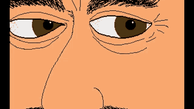 a pixel art drawing of a man 's eyes