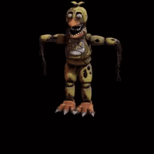 a cartoon character is standing in a puddle of water with a black background .