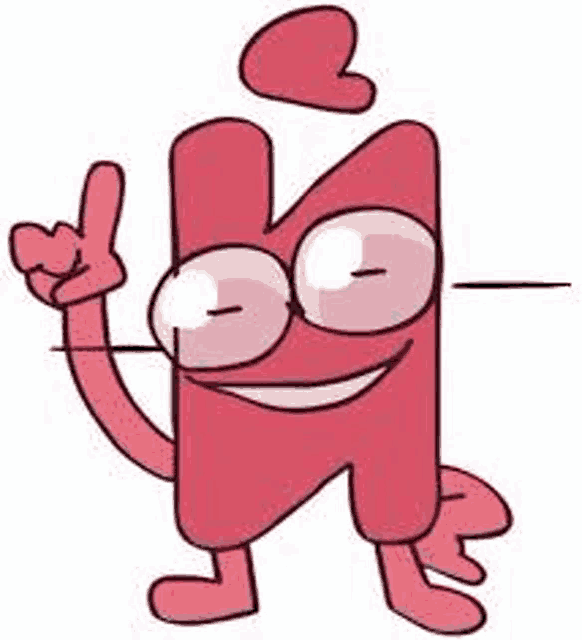 a pink cartoon character with glasses and a heart on its head is giving a thumbs up .