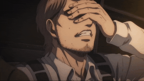 a man covering his face with his hand in a cartoon