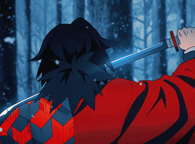 a cartoon of a man holding a sword in a forest