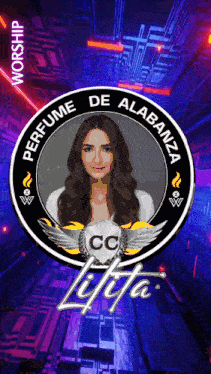 a perfume de alabanza logo with a picture of a woman
