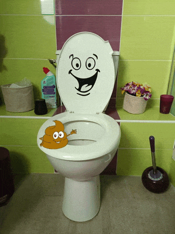 a toilet with a smiley face on it