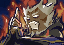 a cartoon drawing of a man with flames coming out of his head