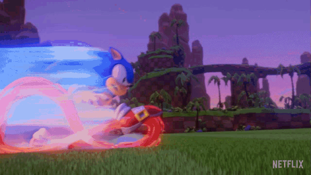 sonic the hedgehog in a video game with a netflix logo