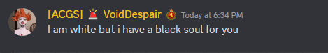 a screenshot of a discord conversation between accs and voiddespair