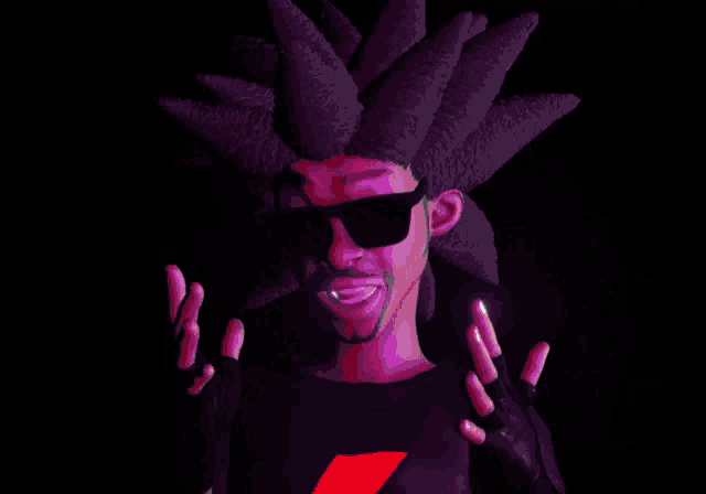 a cartoon character with a purple mohawk and the word aliens on the bottom