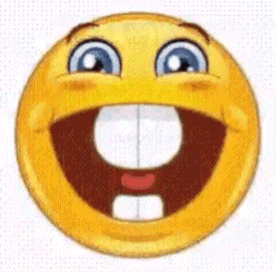 a yellow smiley face with a big smile on it and a big mouth .
