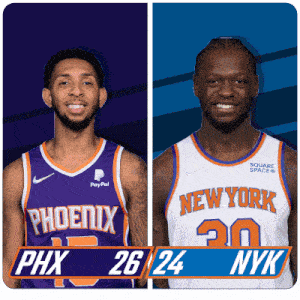 Phoenix Suns (26) Vs. New York Knicks (24) First-second Period Break GIF - Nba Basketball Nba 2021 GIFs