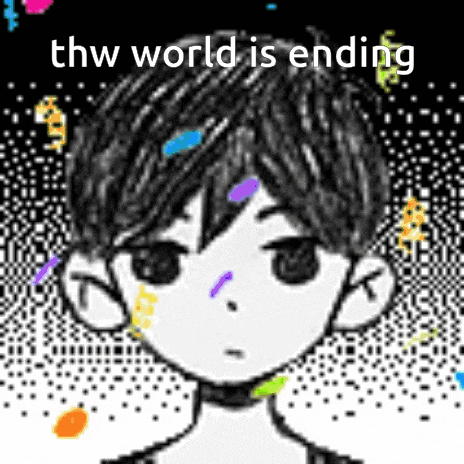 a black and white drawing of a person with the words thw world is ending written on it .