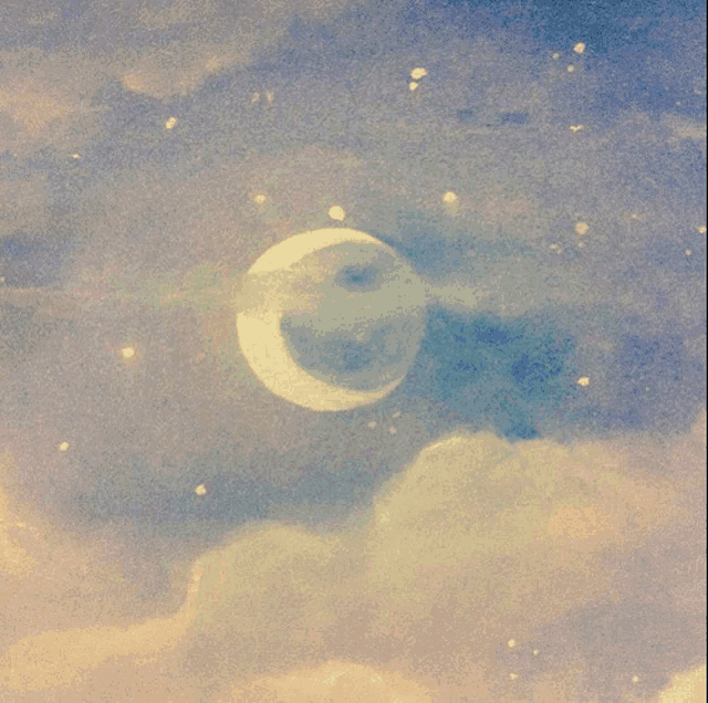 a witch is flying on a broom in the sky