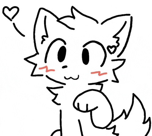 a black and white drawing of a cartoon cat with hearts around its neck .