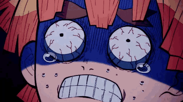 a close up of a person 's face with tears coming out of his eyes .