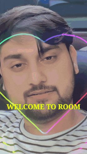 a picture of a man with the words welcome to room written on it