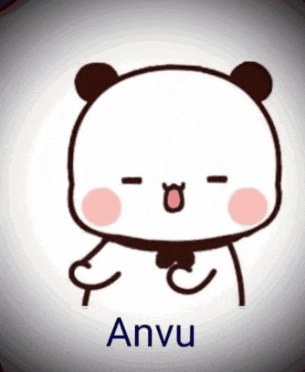 a drawing of a panda bear with the name anvu underneath it