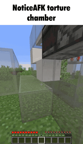 a screenshot of a minecraft game with the words noticeafk torture chamber at the top