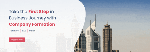 an advertisement for a business journey with company formation in uae oman and offshore