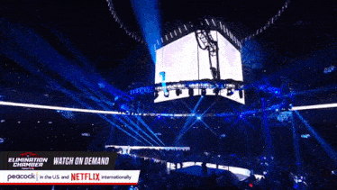 an advertisement for the elimination chamber on peacock in the usa and netflix internationally