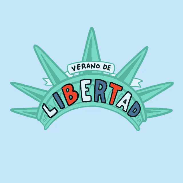 a cartoon of the statue of liberty with the words verano de libertad below it
