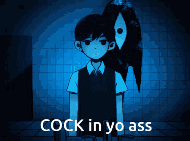 a cartoon of a boy with a bird on his head and the words cock in yo ass below him