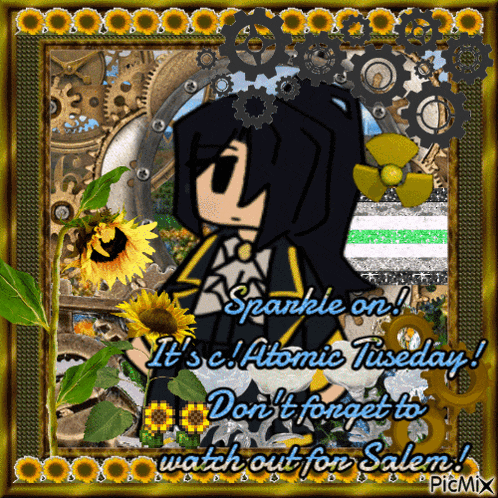 a picture of a cartoon character with the words sparkle on it 's atomic tuesday