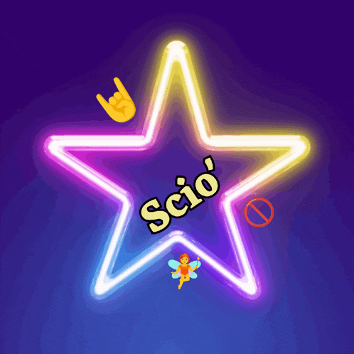 a glowing star with the word scio on it