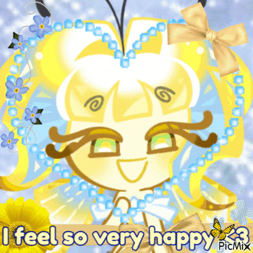 a picture of a girl with the words i feel so very happy