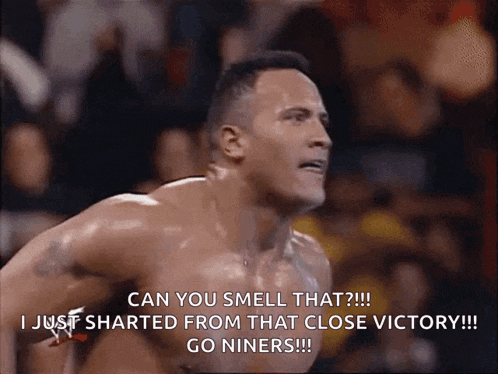 a shirtless man says " can you smell that "