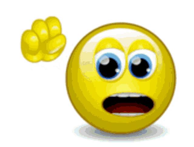 a yellow smiley face with a surprised look on its face