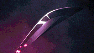 a purple lightning bolt is coming out of a purple flame