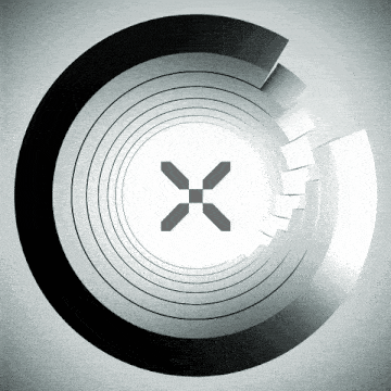 a black and white circle with a x in the center