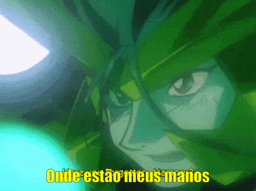 a close up of a person 's face with the words onde estão meus manos below it
