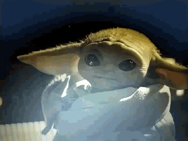 Baby Yoda Smile GIF - Baby Yoda Smile Turns On Music GIFs