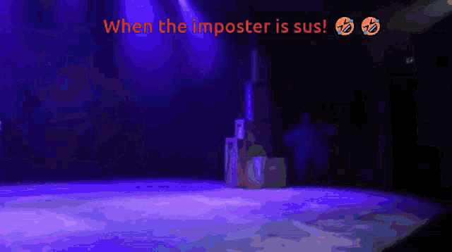 a purple background with the words when the imposter is sus written on it