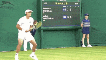 a tennis match between federico coria and adam walton is being played