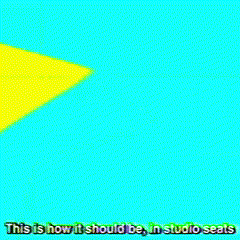 a cartoon character says this is how it should be on studio seats