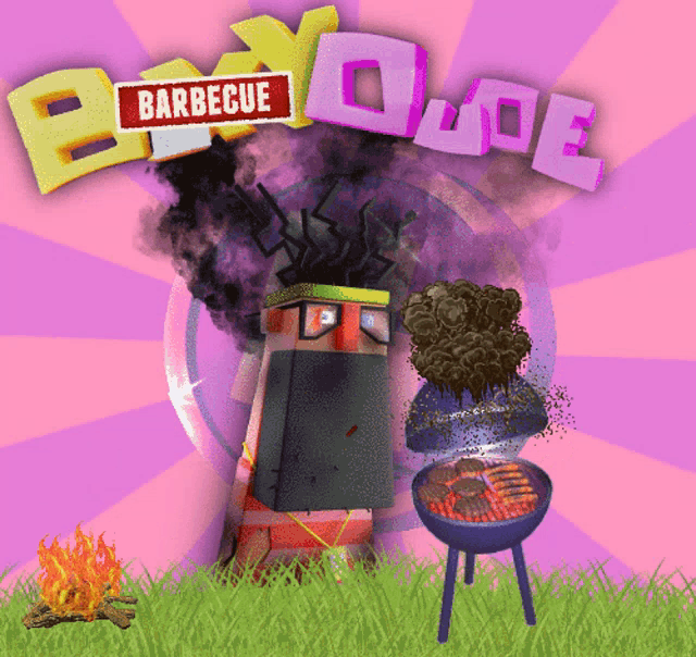 a cartoon drawing of a barbecue with smoke coming out of the chimney