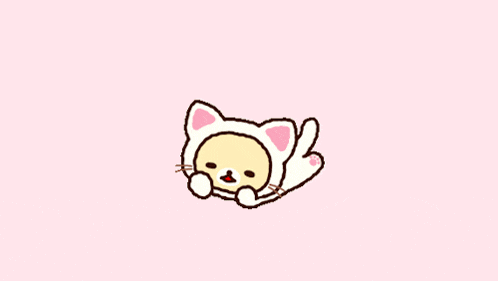a cartoon drawing of a cat with a pink heart above it