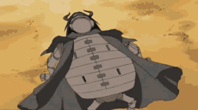 a cartoon character with horns on his head and a cape