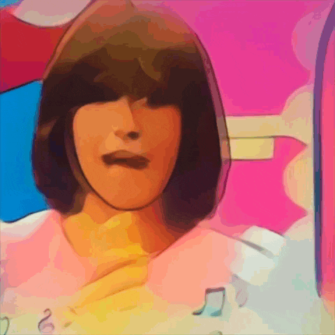 a painting of a woman with a pink shirt and a pink background