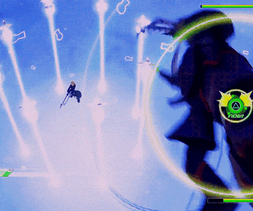 a screenshot of a video game with a green circle with a triangle on it that says phobia