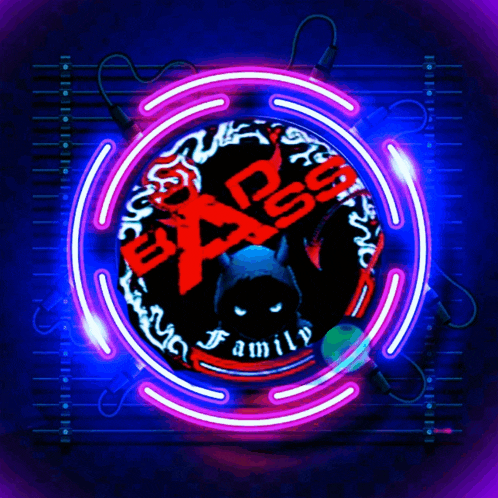 a neon sign that says explosion family
