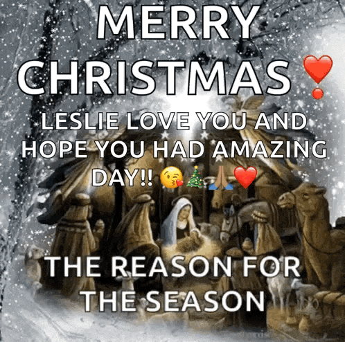 merry christmas leslie love you and hope you had amazing day ! the reason for the season