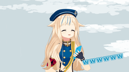 a cartoon of a girl holding a cell phone with the words www.w.w.w. written below her