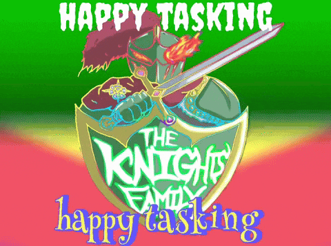 a poster for the knights family shows a knight with a sword and shield
