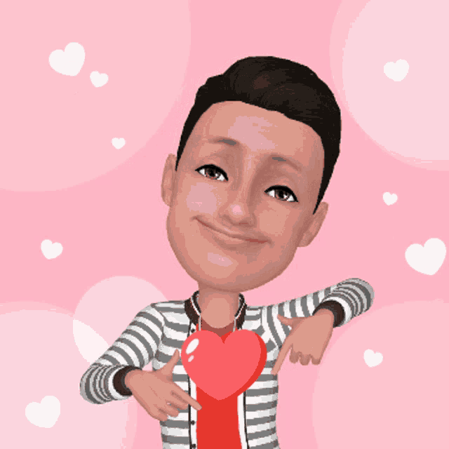 a cartoon of a man pointing at a heart on his chest