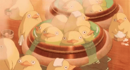 Ducks Sauna Time GIF - Ducks Sauna Time Studio Ghibli GIFs